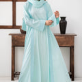 Aqua Embroidered Shrug Abaya