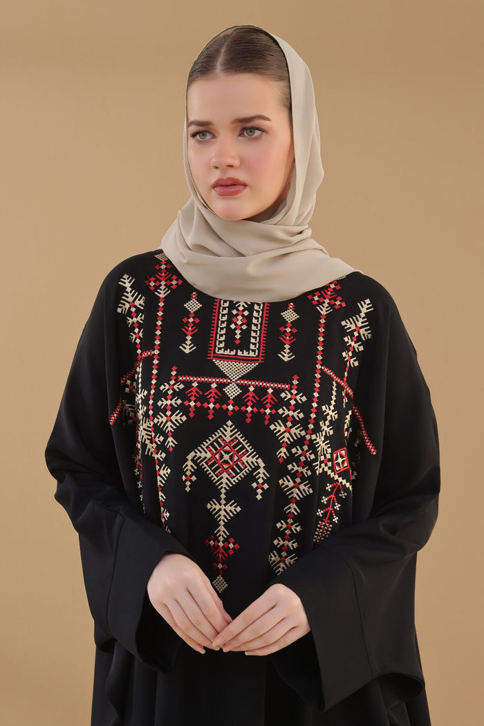 Black Tatreez Kaftan