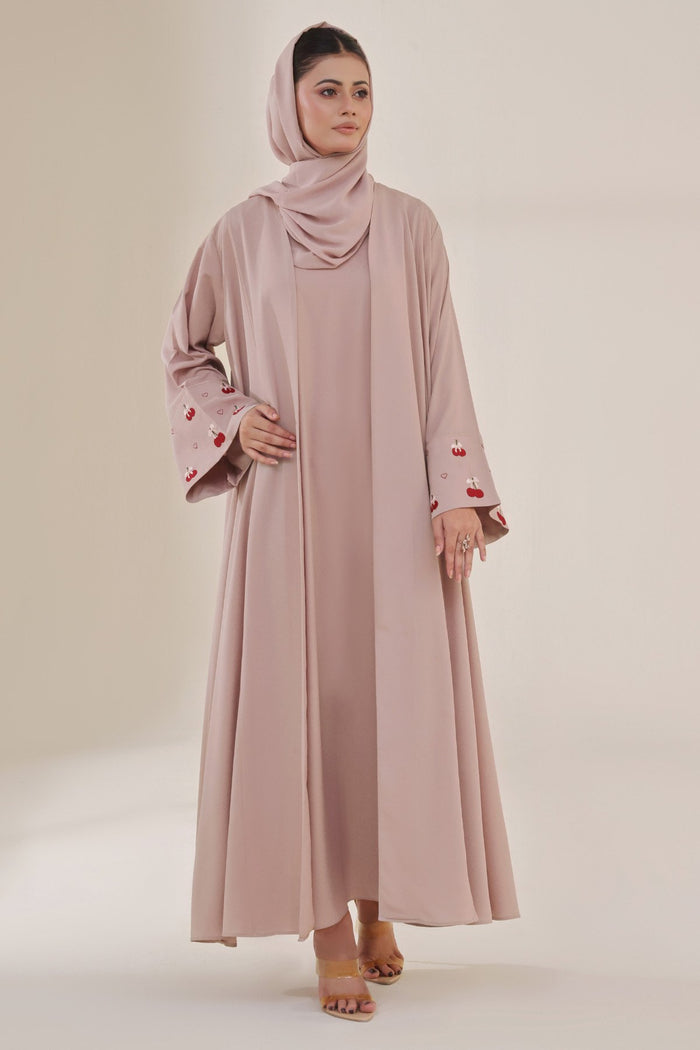 Cherry Bow Embroidered Abaya