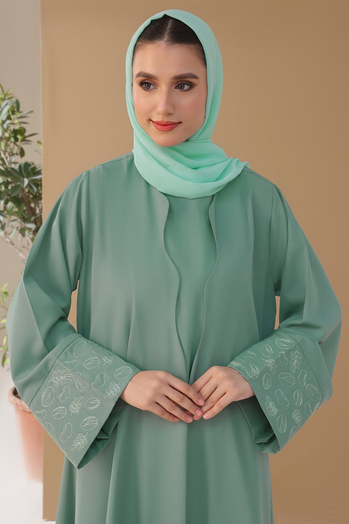 Mint Pistachio Shrug Abaya